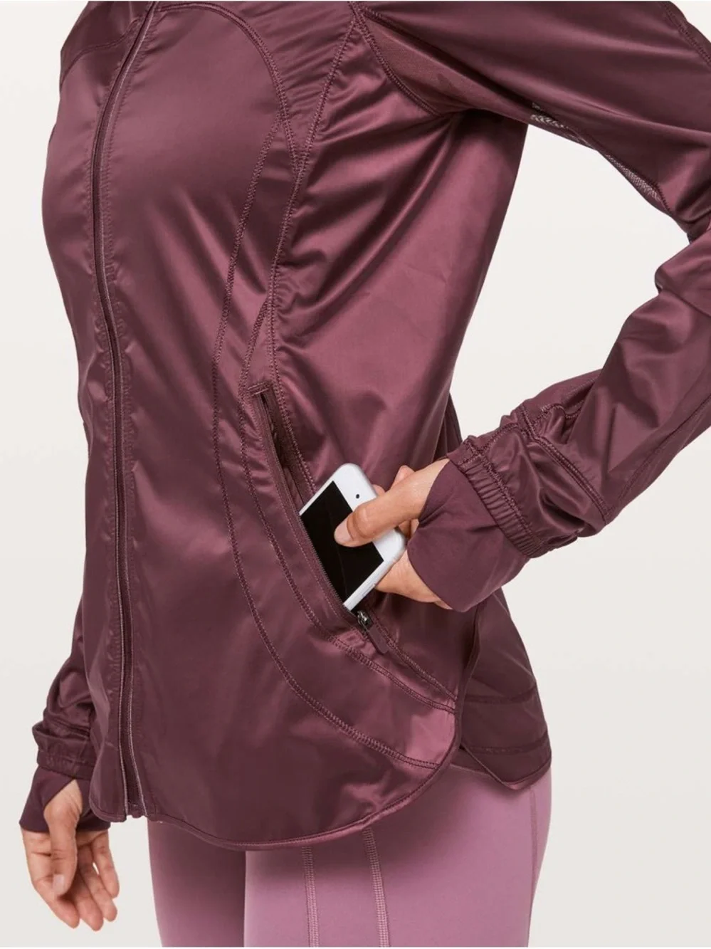 Lululemon burgundy goal crusher pack-away hood zip jacket